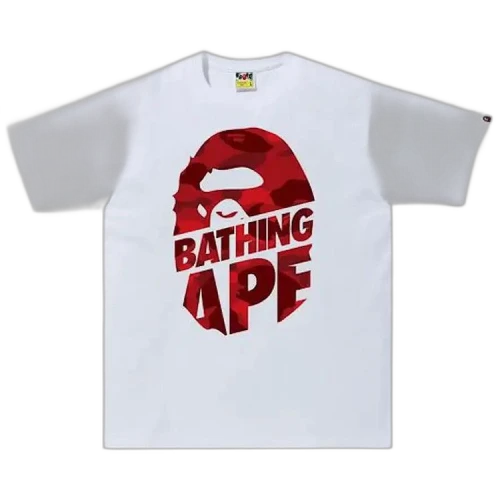 BAPE Color Camo Peek Ape Head Tee 'White/Red'