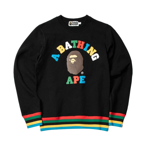 BAPE College Line Rib Crewneck 'Black'