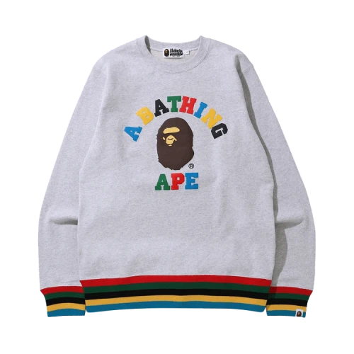 BAPE College Line Rib Crewneck 'Grey'