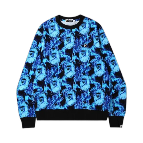 BAPE Flame Wide Crewneck 'Blue'