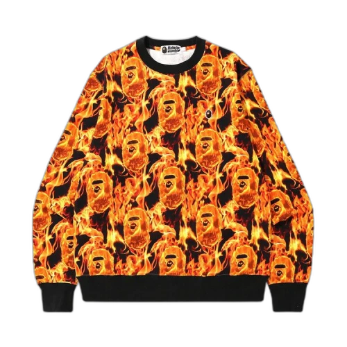 BAPE Flame Wide Crewneck 'Orange'