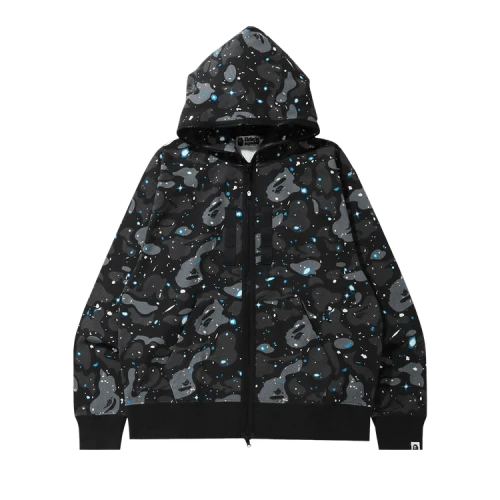 BAPE Relaxed Space Camo Full Zip Hoodie 'Black'