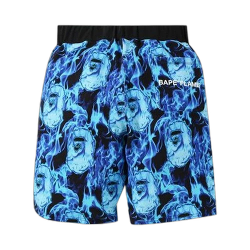 BAPE Flame Wide Sweat Shorts 'Sax'