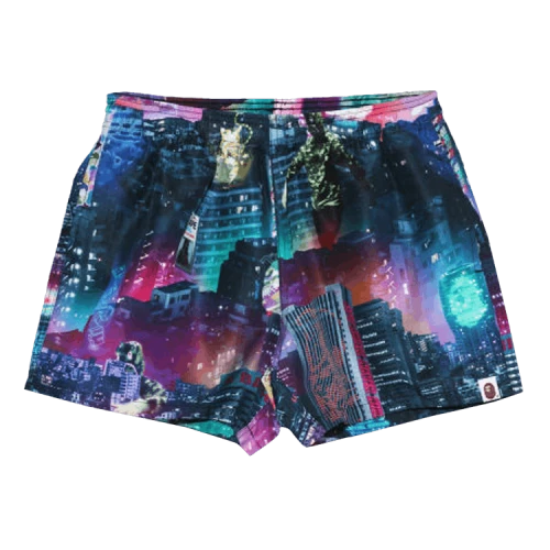 BAPE Neon Tokyo Track Shorts 'Black'