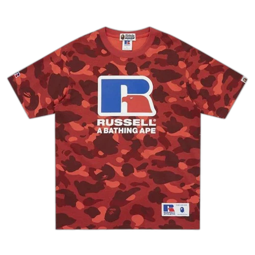 BAPE x Russell Athletic Color Camo Tee 'Red'