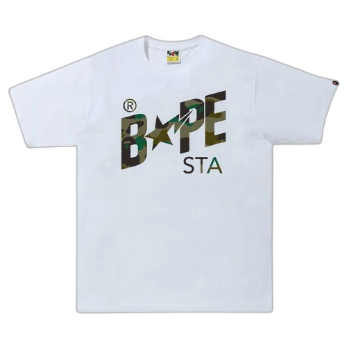 BAPE 1st Camo Sta Logo Tee 'White/Green'