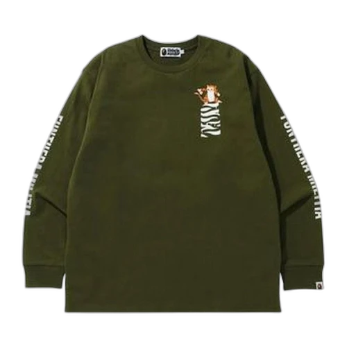 BAPE Relaxed Tiger Long-Sleeve Tee 'Olive Drab'