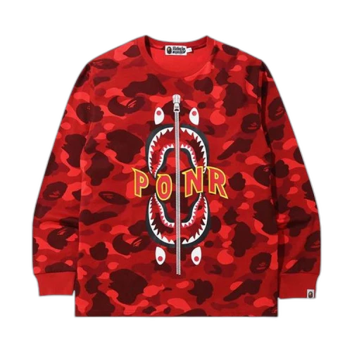 BAPE Color Camo Shark Long-Sleeve Tee 'Red'