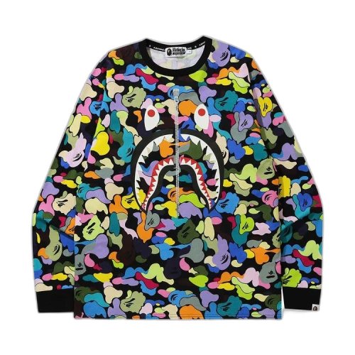BAPE Multi Camo Shark Long-Sleeve Tee 'Black'