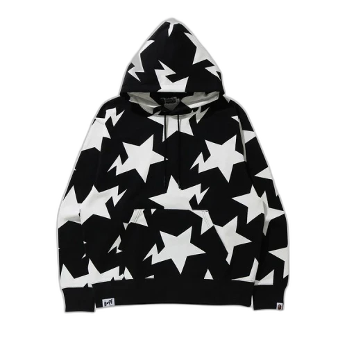 BAPE Relaxed Sta Pattern Pullover Hoodie 'Black'