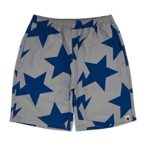 BAPE Sta Pattern Beach Shorts 'Grey/Blue'