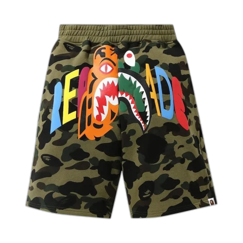 BAPE x READYMADE Tiger Shark Wide Sweat Shorts 'Green'