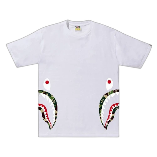 BAPE ABC Camo Side Shark Tee 'White/Green'