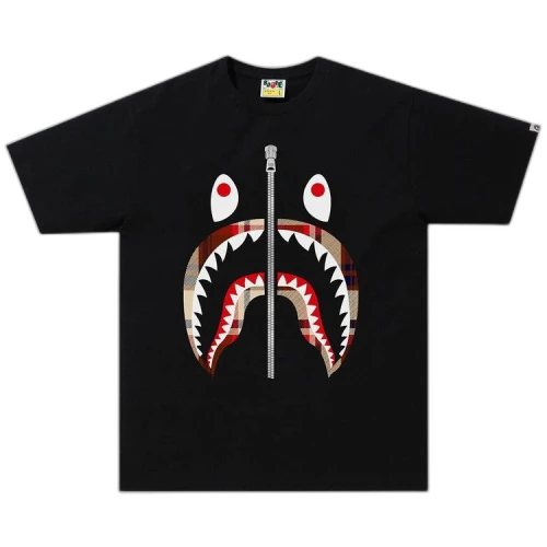 BAPE Check Shark Tee 'Black/Red'