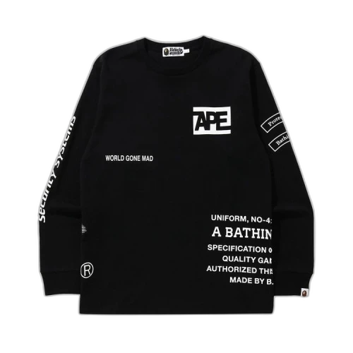 BAPE Security Multi Print Long-Sleeve Tee 'Black'
