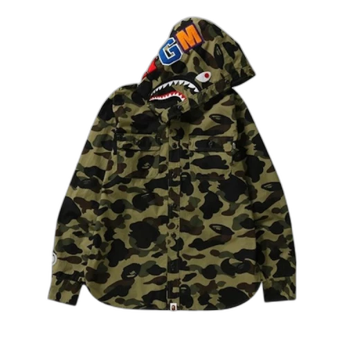 BAPE 1st Camo Shark Hoodie Shirt 'Green Camo'
