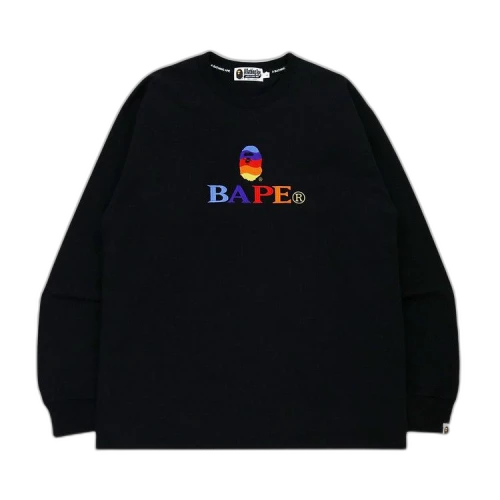 BAPE Embroidery Relaxed Fit Long-Sleeve Tee 'Black'