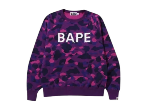 BAPE Embroidery Loose Fit Crewneck Purple
