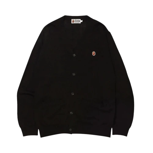 BAPE Ape Head One Point Knit Cardigan 'Black'