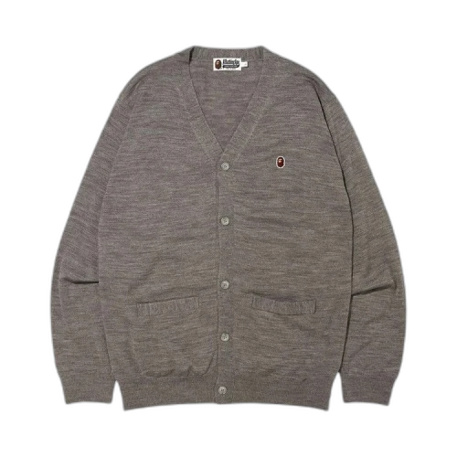 BAPE Ape Head One Point Knit Cardigan 'Grey'