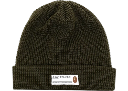 BAPE A Bathing Ape Waffle Knit Cap Olivedrab