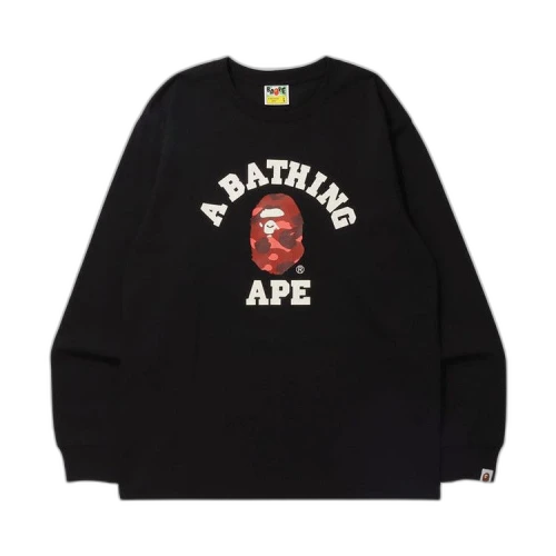 BAPE Color Camo College Long-Sleeve Tee 'Black/Red'