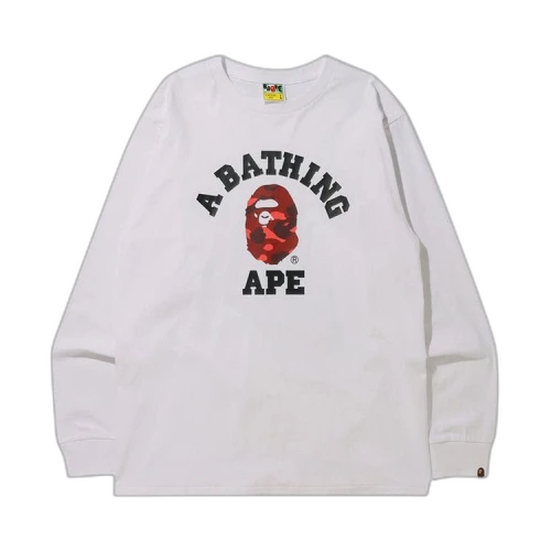 BAPE Color Camo College Long-Sleeve Tee 'White/Red'