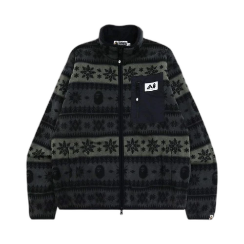 BAPE Snow Pattern Relaxed Fit Zip Fleece 'Black'