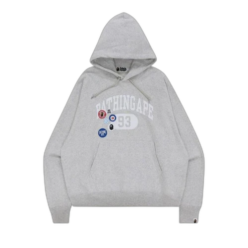 BAPE Badge Motif Loose Fit Pullover Hoodie 'Grey'