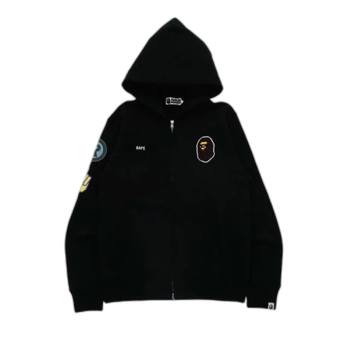 BAPE Military Patch Heavy Weight Zip Hoodie 'Black'