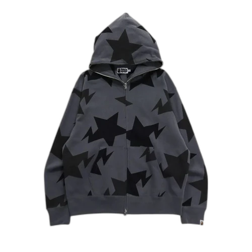 BAPE Sta Pattern Shark Full Zip Hoodie 'Black'