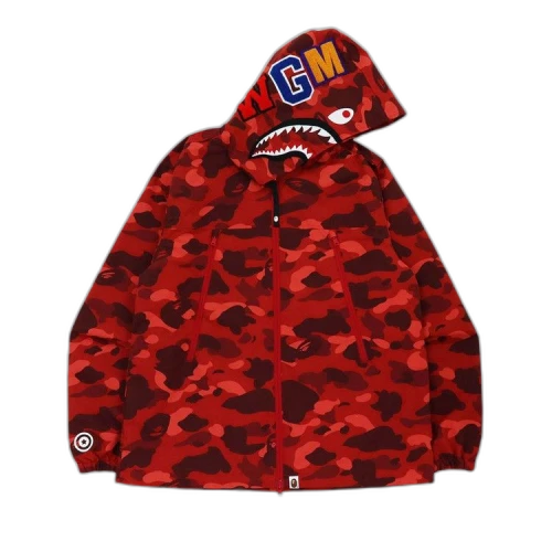 BAPE Color Camo Shark Hoodie Jacket 'Red'