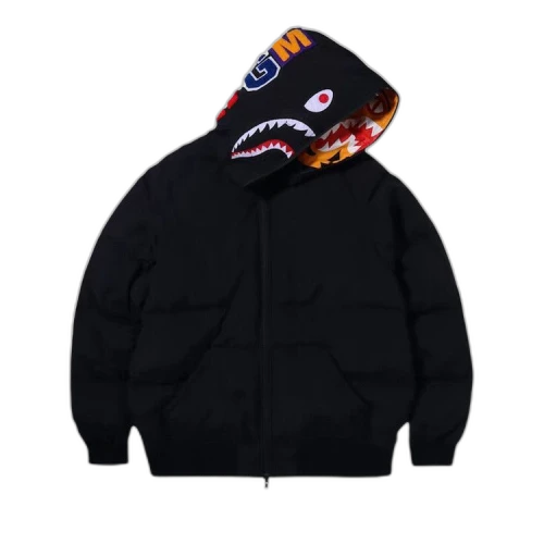 BAPE Shark x Tiger Hoodie Down Jacket 'Black'