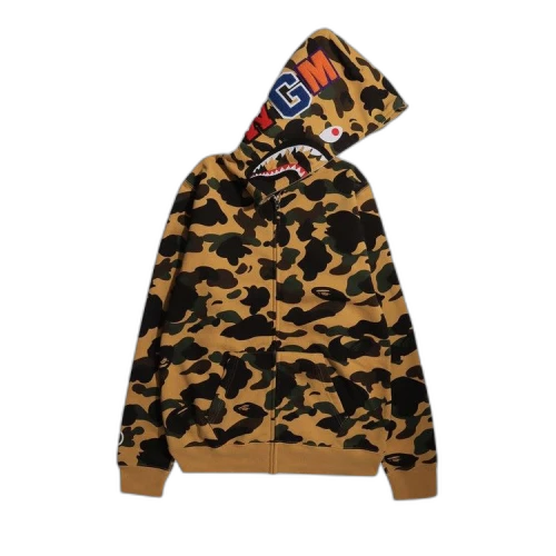 BAPE 1st Camo Shark Full Zip Hoodie 'Yellow'