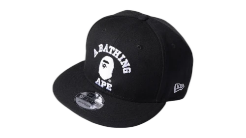BAPE x New Era College Snapback Cap Black