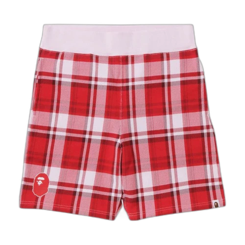 BAPE Check Gift Sweatshorts 'Red'