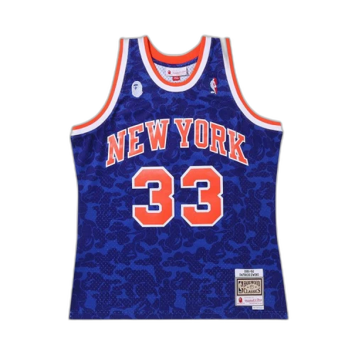 BAPE x Mitchell & Ness New York Knicks Ewing Jersey 'Blue'