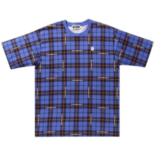 BAPE Check Relaxed Fit One Point Tee 'Blue'
