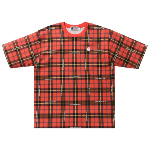 BAPE Check Relaxed Fit One Point Tee 'Red'