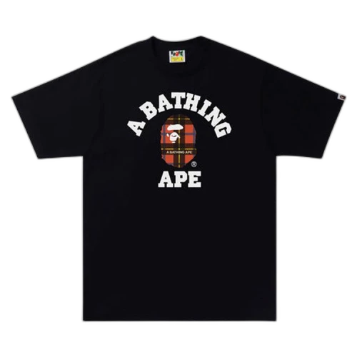 BAPE Logo Check College Tee 'Black/Red'