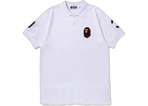 BAPE Large Ape Head Polo White Brown