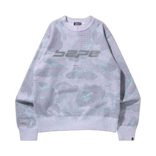 BAPE Text Code Camo Crewneck 'Grey'