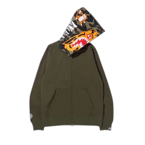 BAPE Tiger Full Zip Hoodie 'Olive Drab'