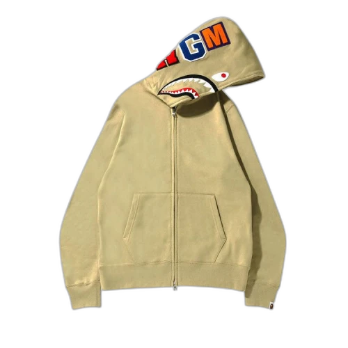 BAPE Shark Full Zip Hoodie 'Beige'