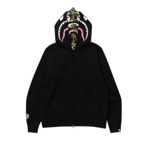 BAPE ABC Camo Shark Wide Fit Full Zip Double Hoodie 'Black'