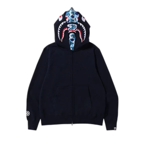 BAPE ABC Camo Shark Wide Fit Full Zip Double Hoodie 'Navy'