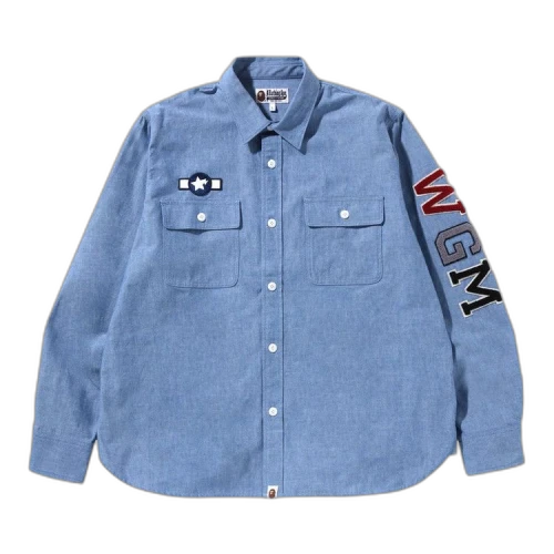 BAPE Busy Shark Chambray Relaxed Fit Shirt 'Blue/Light Indigo'
