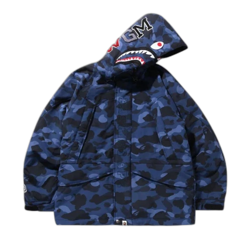 BAPE Color Camo Shark Snowboard Down Jacket 'Navy'