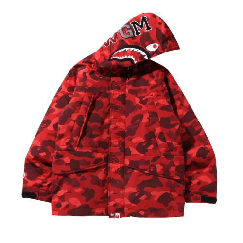 BAPE Color Camo Shark Snowboard Down Jacket 'Red'