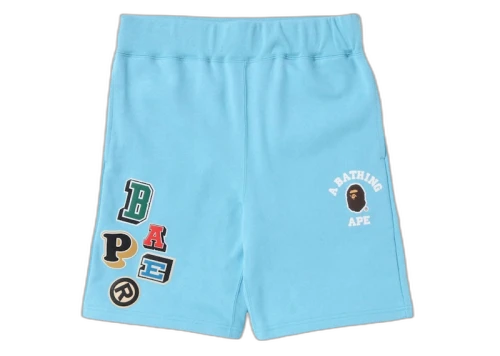 BAPE Multi Fonts Sweat Shorts Navy
